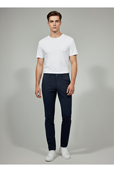 FATELLA Pantaloni negri pentru bărbați, slim fit, din material elastic, casua...