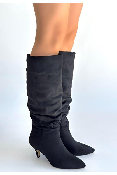 Erbilden Zelya Black Suede Heeled Boots