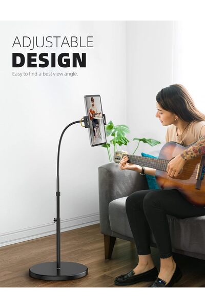 Lamicall Tablet Floor Stand - Gooseneck Swivel Holder, Height Adjustable, 10.6 lb Base (4.7"-13")
