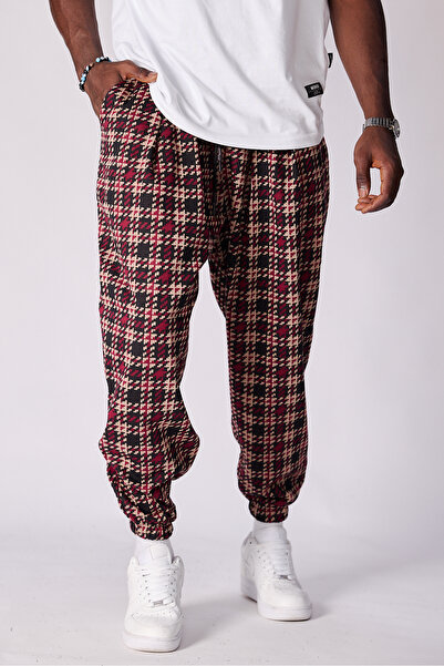 Superbluemexico Unisex Jacquard Patterned Pleated Baggy Trousers