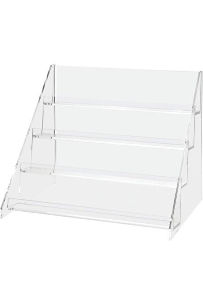 Slasa 4 Tier Acrylic Step Display Rack 39.3x28x32.4 cm Clear Shelf for Counter Display