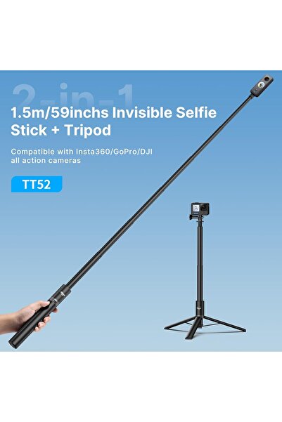ulanzi TT52 59in Invisible Selfie Stick Tripod for Insta360 & Action Cameras