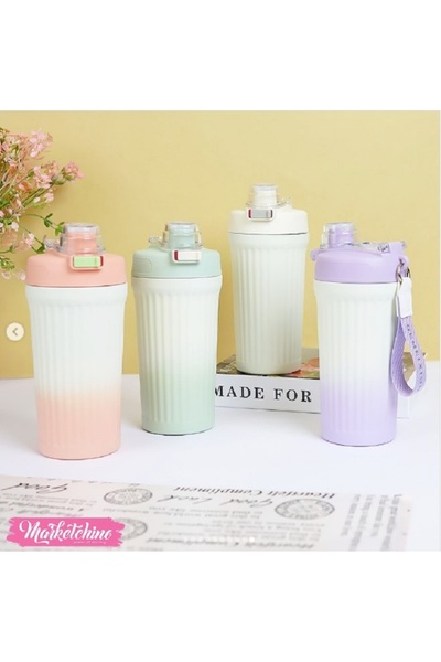 Generic 780ml Color Gradient Ribbed Thermal Water Cup or Flask with Foldable Handle HZ061