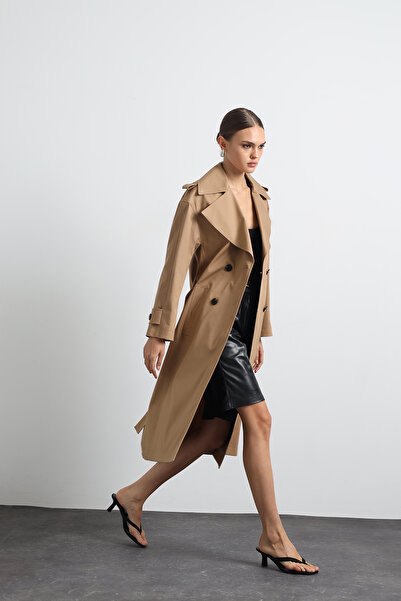 Mozto Orsay Camel Maxi Trench Coat