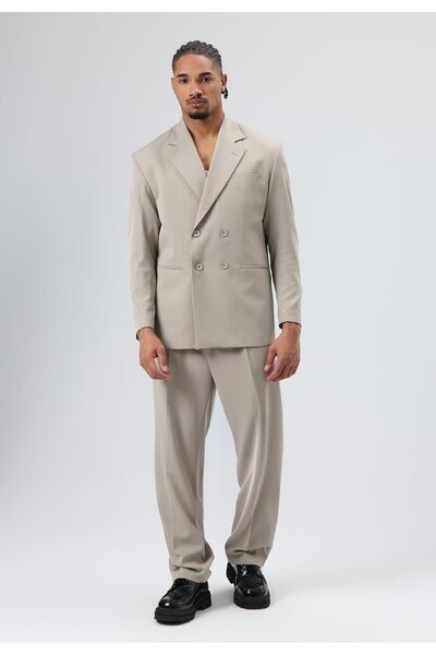 VAMOSCLO Oversized Double-Breasted Suit Stone