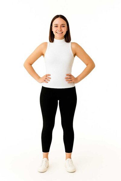 Tuess Women's White Zero Sleeve High Neck Bodysuit