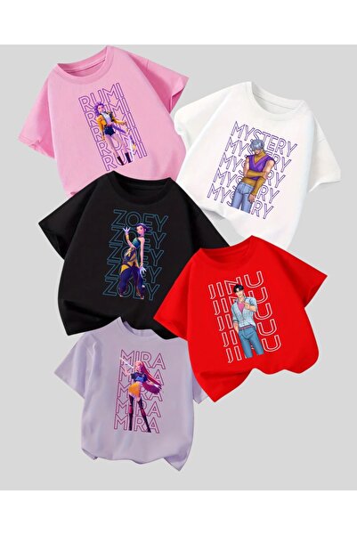 Touz Moda Kpop Demon Hunters Kids Design Unisex Oversized T-Shirt