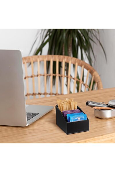 Slasa Acrylic Tea Bag Box Organizer 8.5x12.5x9 cm 3-Compartment Coffee Station Caddy