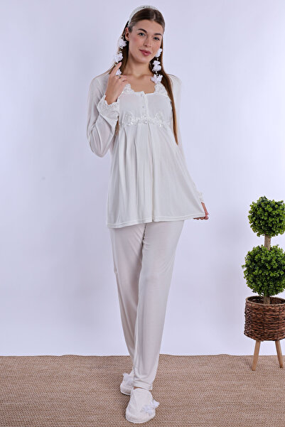 ByLohusa Effortt Ecru Maternity Maternity Pajama Set