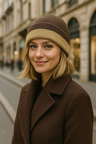 FELLMENS Brown Folded Knitwear Women's Beret