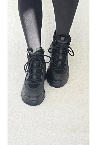Melinta Shoes Melinta Kalın Taban Bağcıklı Fermuarlı Bot