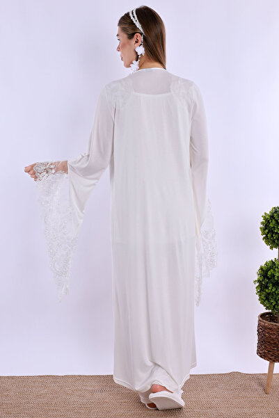 ByLohusa Effortt Ecru Maternity Pajama Set with Dressing Gown