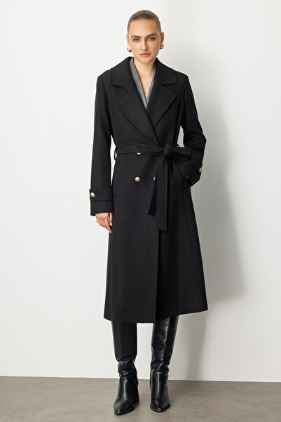 Ekol Coat with Belted Sleeves and Epaulettes-6061