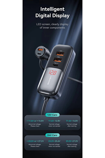 Usams Digital display ports, fast car charger with cable