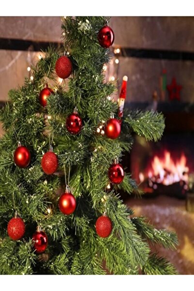 klbk 6-piece 8cm christmas tree ornament set - red