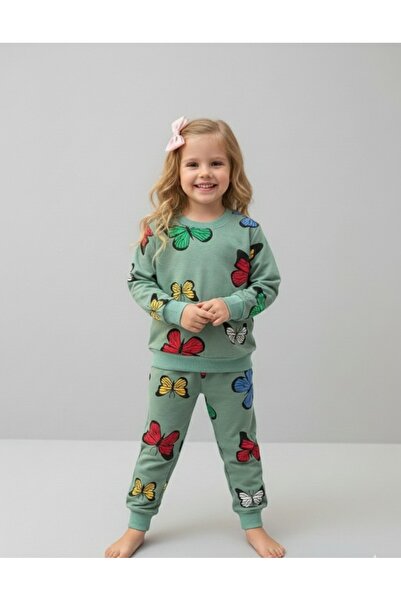 Arya Nisa Kids ΣΕΤ ΠΙΤΖΑΜΕΣ ΓΙΑ ΚΟΡΙΤΣΙΑ επένδυση fleece 100% ΒΑΜΒΑΚΙ ΠΡΑΣΙΝΟ ΣΕΤ ΠΙΤΖΑΜΕΣ ΜΕ ΣΤΑΙΡΙΑ ΠΕΤΑΛΟΥΔΑ