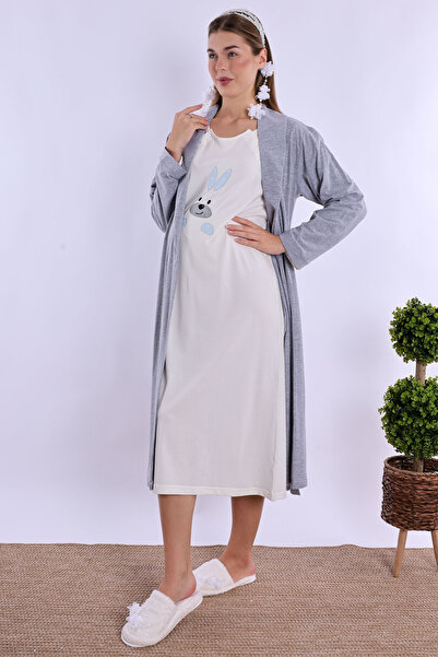 ByLohusa طقم ثوب نوم للحوامل باللون الأزرق من Effortt مع ثوب صباحي