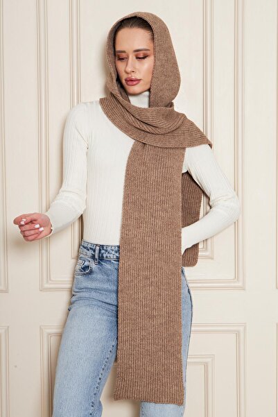Irmak Kerekli Eșarfă cu glugă cu textura moale pentru femei, șal cu glugă tricotat Selenic 13038
