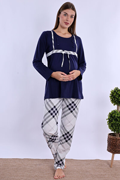 ByLohusa Effortt Navy Blue 100% Cotton Maternity Pajama Set