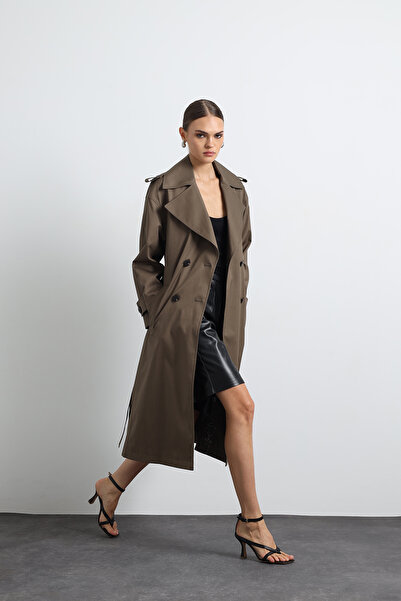Mozto Orsay Khaki Maxi Trench Coat