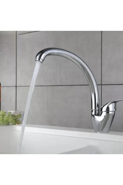 Alessandro DESIGN Polished Chrome Kitchen Faucet, Swivel Swan Spout, Ceramic Cartridge, Complete Set