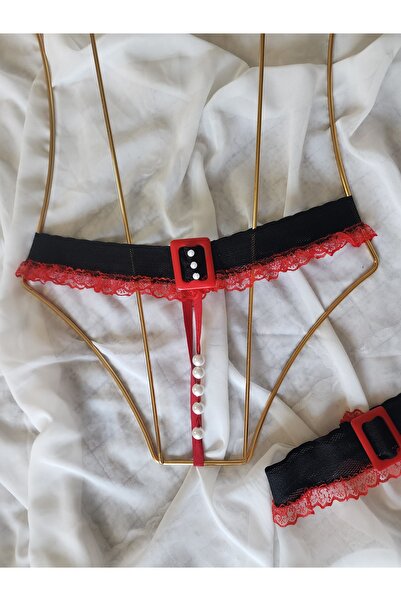 G&H UNDERWEAR Pearl String Thong Panties with Leg Straps