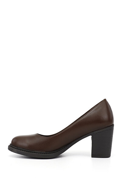 GÖNDERİ(R) Women/Girls Brown Antique Medium Thick Heeled Genuine Leather Shoes