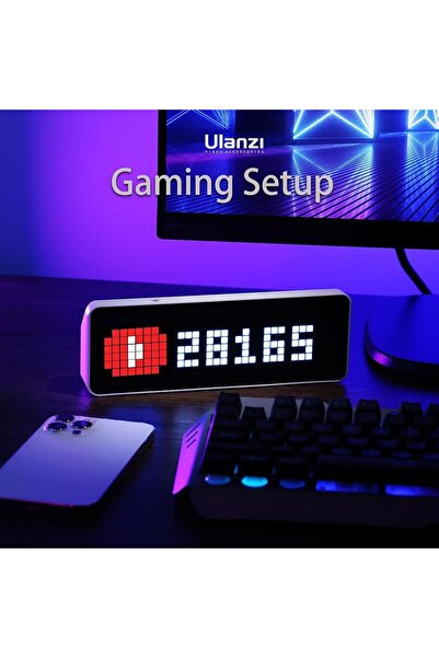 ulanzi ساعة بيكسل ذكية TC001 - ساعة منبه بتقنية واي فاي مع عداد للطقس ووسائل التواصل الاجتماعي