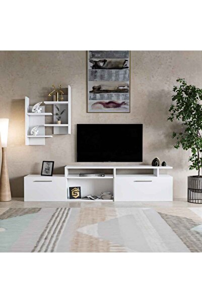 Stylish Home White TV table with modern shelves - TV39