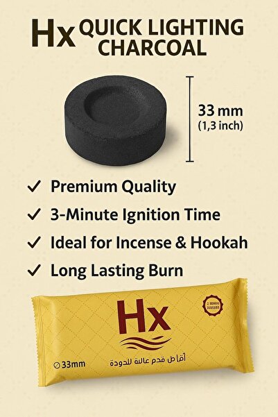 Revoon HX Incense Charcoal (Standard Size) – Quick & Easy Ignition, 80 Discs, 33 mm