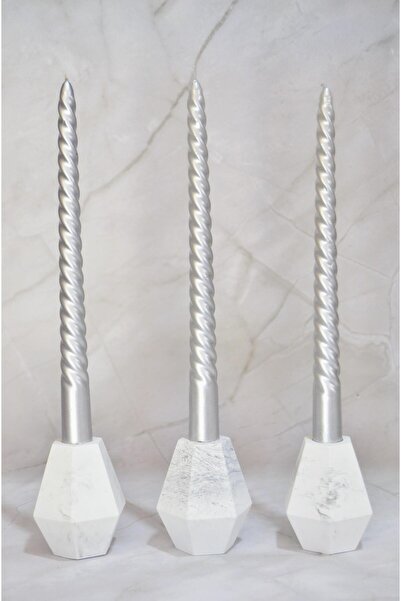 Mum ve Parafin Burgulu Şamdan Mumu Üçlü Mum 22 mm çap 250 mm Boy 7 Saat Kullanım Süreli