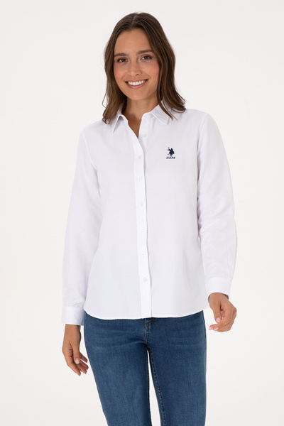 U.S. Polo Assn. Women's White Shirt With Embroidered Logo