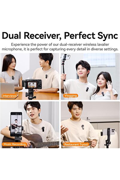 ulanzi A100 Wireless Lavalier Microphone for Camera & Phone (USB-C/3.5mm), 32kHz 16-bit, Noise Cance