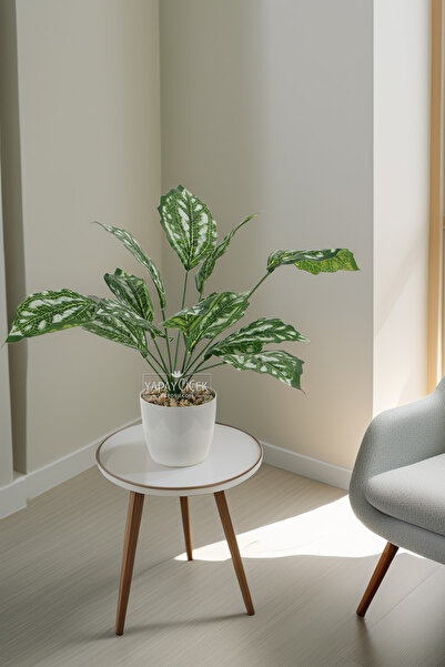 Yapay Çiçek Deposu Сив саксиен изкуствен растение 12-листен модел растение 40 см зелен