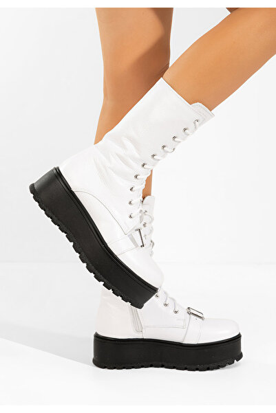 B T Shoes Women's white Sorelia leather boots