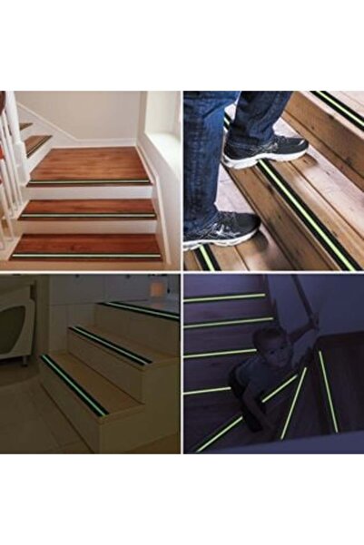 Silver Star Bandă adezivă antiderapantă neagră, strălucitoare în întuneric, 2...