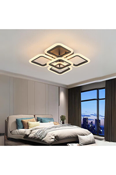 RFAN LED Chandelier, Model M20/4+1BK, With Remote Control, 3 Types of Light, 90W, Black