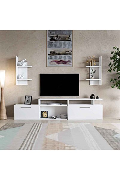Stylish Home White TV table with modern shelves - TV39