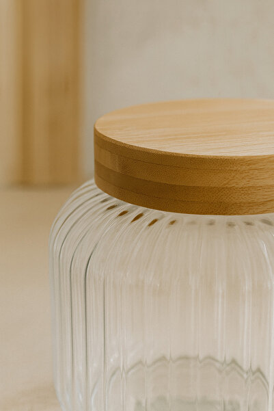 Bohemian Doğal Bambu Kapaklı Cam Kavanoz – 3000 ml