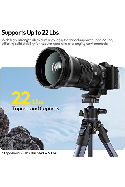 ulanzi Ombra II Camera Tripod 61.5 Inch 360° Ball Head with Uka Quick Release & Phone Mount
