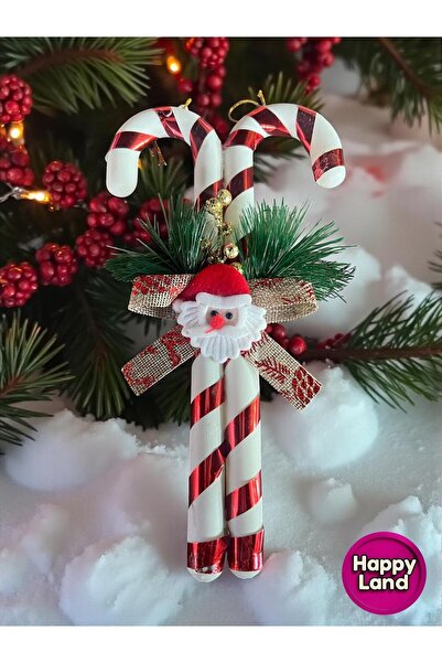 Happyland New Year's Ornament'Li' Cane Candy Door Wall Tree Ornament with Santa Claus Figure 30 cm Hpy26056