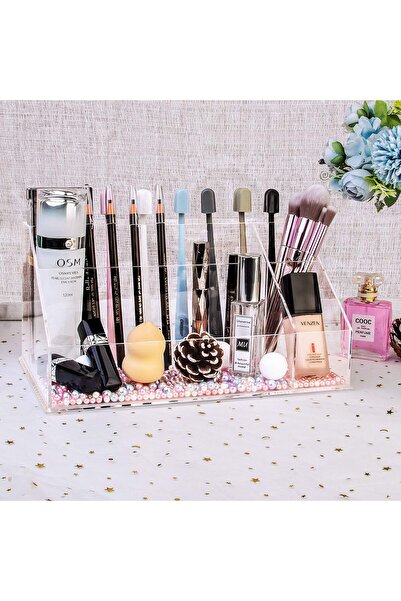 Slasa Clear Acrylic Desk Organizer 31x17.5x14.7cm Paper Tray & Makeup Storage Box