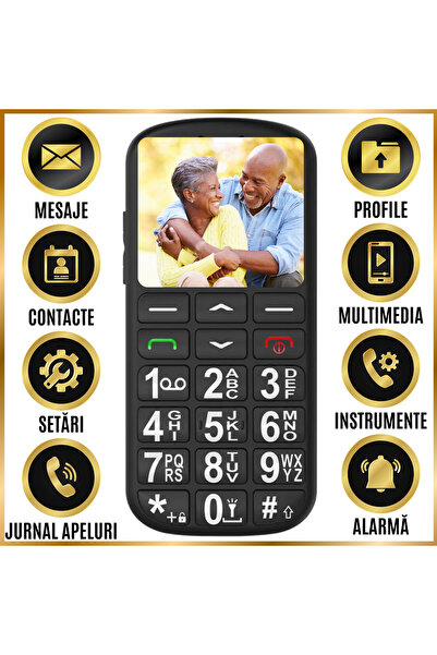 CZAY Seniors Mobile Phone Large Keys, Color Screen, Adjustable Volume, Radio, Menu in Romanian, Hungarian, English