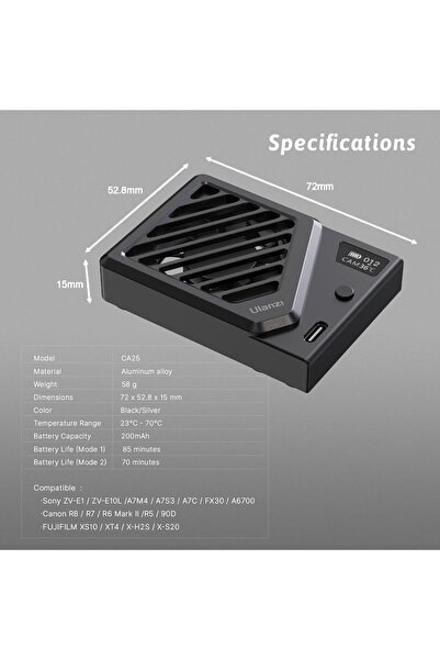 ulanzi Camera Cooler Magnetic Cooler for Sony Canon Nikon - Portable Cooling Fan