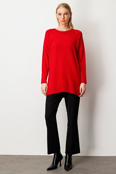 ON Women's Buttoned Back Crew Neck Sweater 65413 Red