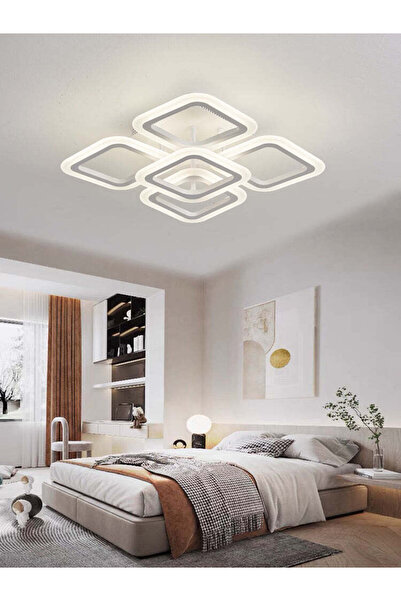 RFAN Candelabru LED, Model R9174/4+1, cu telecomandă, 3 tipuri de lumină, 59W, Alb