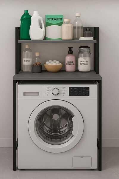 DEKOZUM VİZYON Çamaşır Makina Dolabı Banyo Makina Üstü Raf Çok Amaçlı Raf