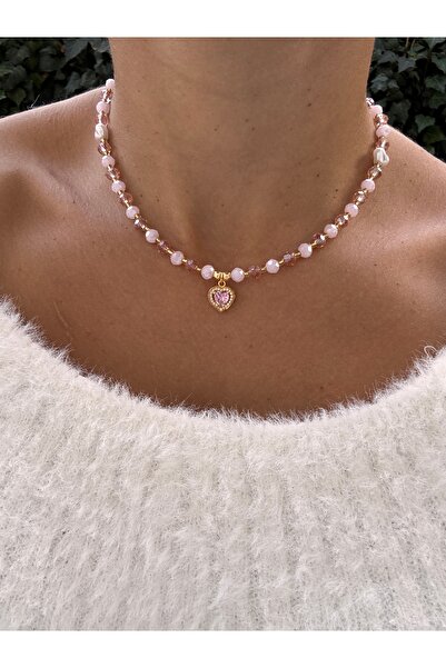 HERCY Crystal Beaded Princess Necklace |   Zircon Stone Heart Necklace |   Pi...