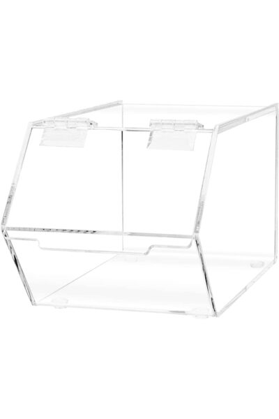 Slasa Clear Acrylic Food Storage Bin 12.7x27.9x12.7cm with Hinged Lid No Assembly