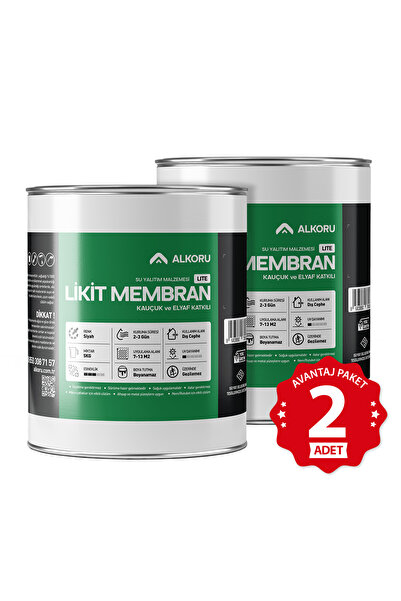 ALKORU 2 Adet 5 KG Lite Likit Membran Kauçuk ve Elyaf Katkılı Sıvı Su Yalıtım...